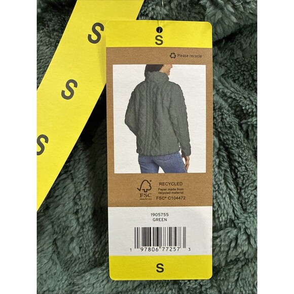 Eddie Bauer Women's Ultrasoft Cable Fleece Pullover, Green, Size Small NWT - Picture 2 of 5
